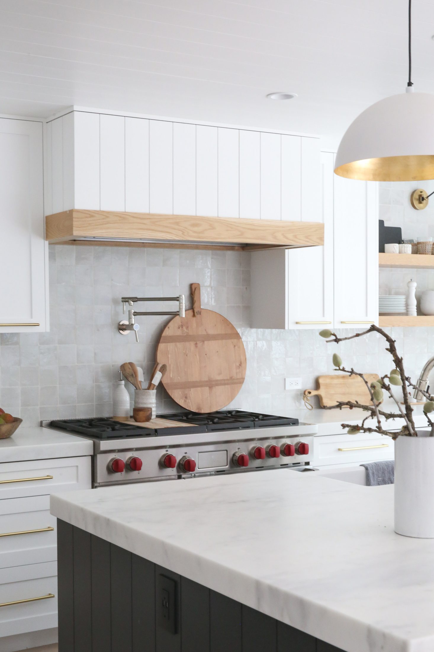 Kitchen countertop with wood accent detail